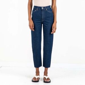 Mother Snacks High Waisted Twizzy Barrel Leg Ankle Jeans in Cold Brew size 27